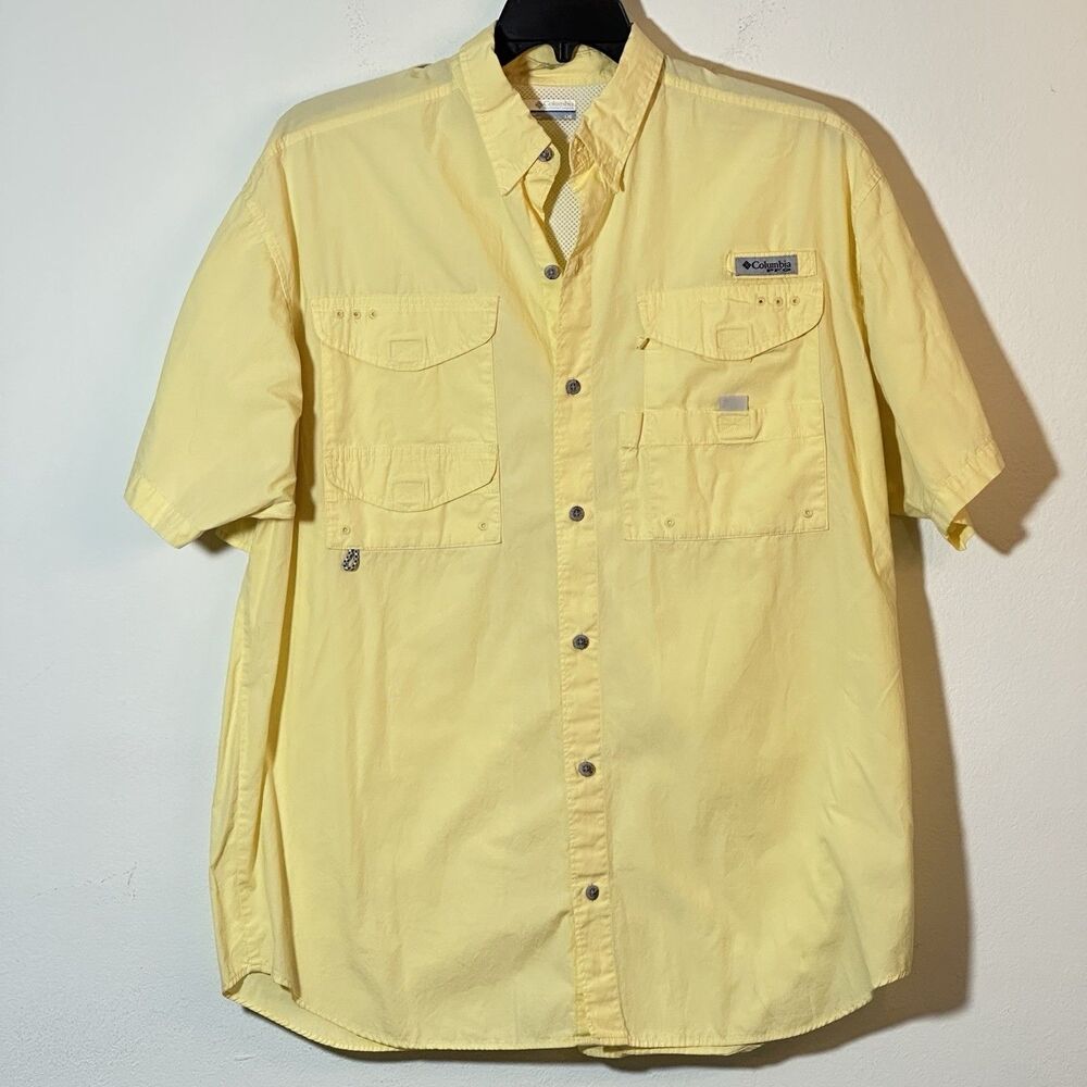 Columbia PFG Bahama II Cotton Fishing Shirt Men’s Large Short Sleeve UPF